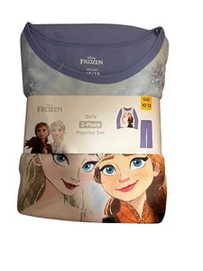 Anna-Elsa Frozen Disney Two Piece Girls Pajama Set, Long Sleeve Shirt/Pant,10/12 - Picture 1 of 3