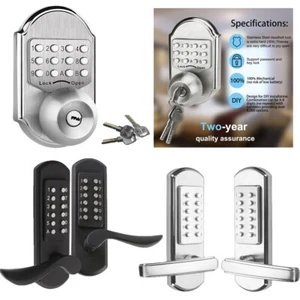 EleMakeKeyless Entry Türschloss mit Griff Mechanisches Türschloss Tastatur und Schlüssel - Bild 1 von 47