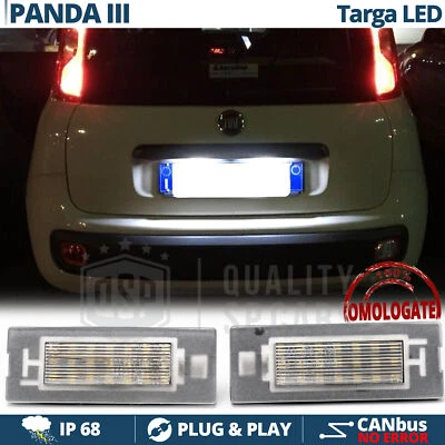 2 Placchette Luci TARGA LED PER Fiat PANDA 3 319 CANbus Luce Bianco 6500K - Immagine 1 di 4