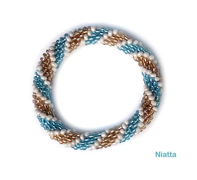 Pulsera con cuentas de oro turquesa, brazalete rollos de joyería, cuerda de ganchillo hecha a mano Foto 1 de 4