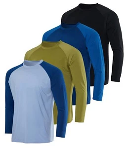 4 Pack Mens Fishing Shirts Rash Guard Swim Shirt Dri Fit Long Sleeve SPF Uv U... - Picture 1 of 5