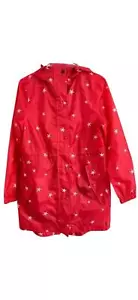 Joules Print Packable Raincoat In Red and White Stars Size 12 - Picture 1 of 8