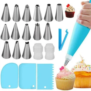 Icing Cake Decorating Set Decoration Equipment Pastry Bag + Piping Nozzles 14pcs - Picture 1 of 20