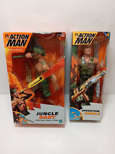 NEW LOT OF 2 Action Man 12" GI JOE FIGURE Operation Jungle + Dart Hasbro 1997