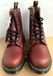 DR. MARTENS BROWN 1460 SERENA FAUX FUR LINED ABRUZZO LEATHER BOOTS UK 5 EU 38 - Picture 1 of 8