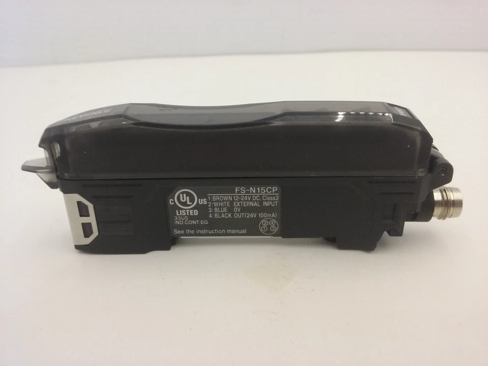 KEYENCE FS-N15CP DIGITAL FIBER OPTIC AMPLIFIER M8 PNP 12/24VDC 4 PIN NNB - Image 1 of 4