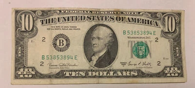 1969 C Series $10 US FRN, B2-NY District, S# B 53853894 E - Image 1 of 2