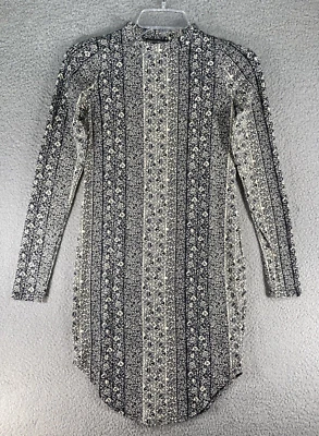 Love Cameron LA Womens Juniors Bodycon Dress SZ S Black Floral Long Sleeve Mock - Image 1 of 4