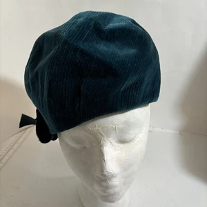 Vintage Women’s Teal Corduroy Beret Hat - Made In England - Picture 1 of 12