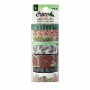 Vicki Boutin Evergreen & Holly Washi Tape 8/Pkg-W/Gold Foil Accents - Picture 1 of 1