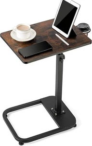 C-Shaped Side Table Adjustable Height End Table with Weighted Base Ideal Coffee - Picture 1 of 8