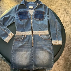 Uniq by Litz Damen Gr. Medium Denim Reißverschluss vorne Kleid Stretch-süss! - Bild 1 von 16