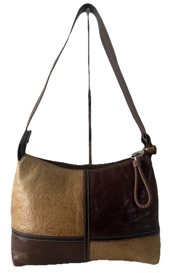 复古真皮拼布手提包单肩包花卉浮雕 — 第 1/4 张图片