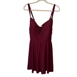 Torrid Burgundy  Swimsuit With Criss-Cross Front Detail & Adjustable Straps - Picture 1 of 11