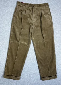 Pantalones de Pana Lanesboro Para Hombre 38x32 Marrón Calce Relajado Doble Plisado Puño Nuevos - Imagen 1 de 10