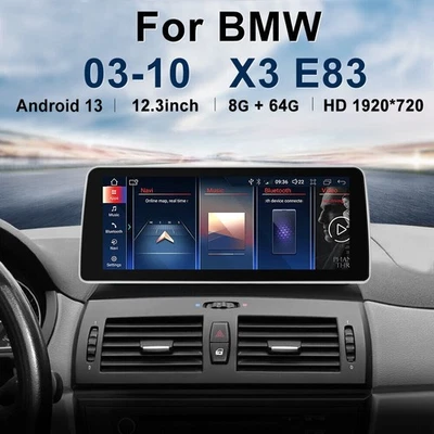 12.3" Car Multimedia CarPlay Android Radio Stereo BT WIFI For BMW X3 E83 2003-10 - Image 1 of 4