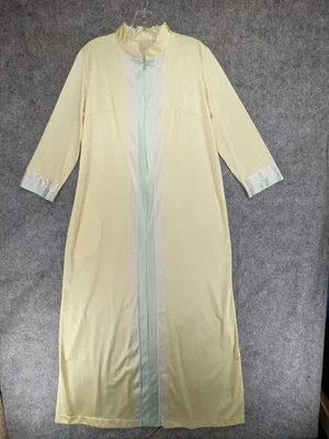 Bata vintage Vanity Fair para mujer 10 amarilla como nueva cremallera frontal ribete satinado nailon EE. UU. Foto 1 de 4