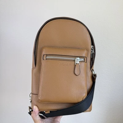 Paquete de cuero granulado refinado Coach West plateado/ligero para hombre (2540) - nuevo con etiquetas Foto 1 de 4