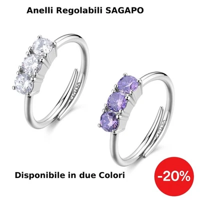 S'agapo Anello Donna Dazzly in acciaio regolabile zirconi SDZ155 SDZ156 Sagapo - Immagine 1 di 3