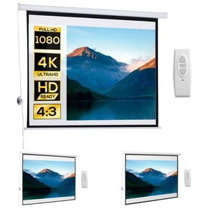 HOMCOM Telo per Proiettore Motorizzato con Telecomando Bianco - Afbeelding 1 van 31