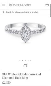 Diamond Ring 18ct White Gold Halo Ring - Picture 1 of 6