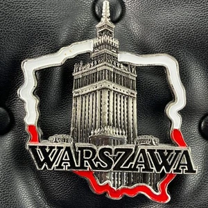 POLAND🇵🇱METAL FRIDGE MAGNET✅POLSKA COUNTRY MAP WITH WARSAW CITY WARSZAWA🎗 - Picture 1 of 3