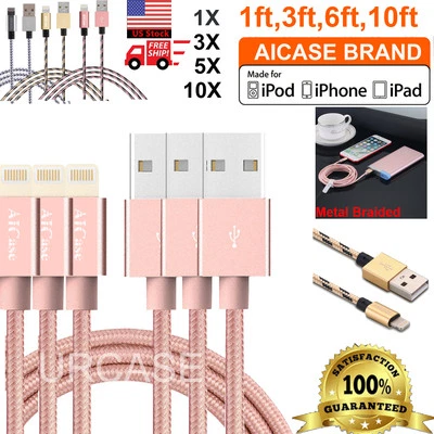 LOT MFI  Cable 3/6/10FT Certified Braided USB Charger For iPhone 14 13 12 11 Pro - Image 1 of 4