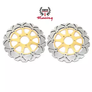 Front Brake Disc Rotors Set For Suzuki Hayabusa 1300 1999-2007 Gold - Picture 1 of 7