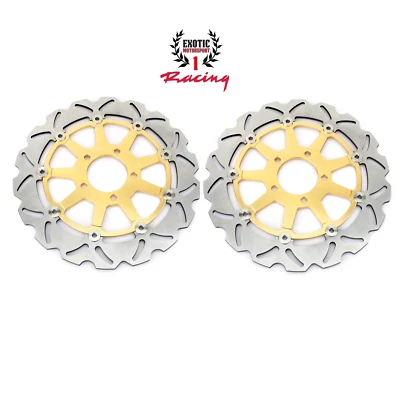 2 件前制动盘转子套装适用于铃木 TL 1000RR Hayabusa 1300 1999-07 金色 — 第 1/4 张图片