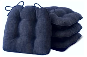Chair Cushions 4” Thick, Tufted Seat Pads, Set of 4, 15.5"x15.5", Navy Blue - Picture 1 of 7