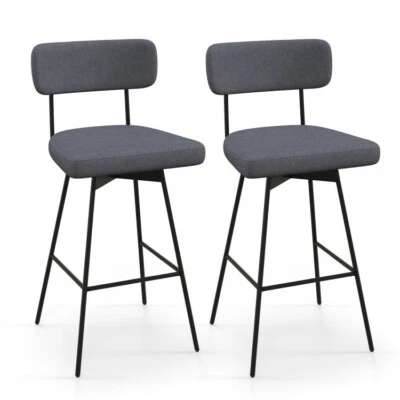Set of 2 Counter Height Bar Stools 29" Swivel Kitchen Stools Upholstered Chairs - Image 1 of 4