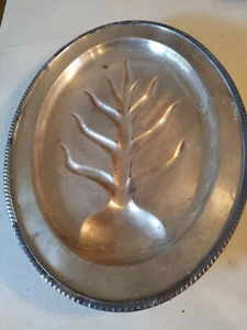 Wm Rogers Silber Teller #4010 Servier Fleisch Platte Fuß 18" x 13" Lebensbaum - Bild 1 von 5