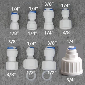 1/8" -3/4" PE Straight Connectors Female Thread Fittings Water Dispenser Cleaner - Picture 1 of 5