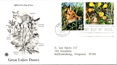 FDC 2008 SC #4352 Red Fox & Sparrow - Empire MI - Pair - J2056 - Image 1 of 2