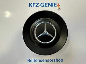 1x Mercedes AMG Nabendeckel Deckel A0004005700 9283 mattschwarz / Silber - Bild 1 von 4