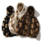 New Teddy Bear Warm Cute Fleece Zip Up Hip Hop Jacket With Hood