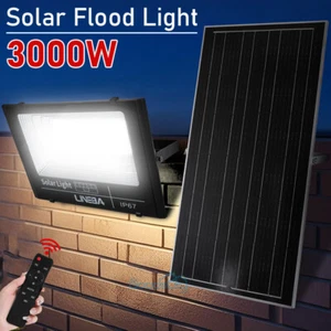 Commercial 2000000LM LED Solar Street Flood Light Outdoor Dusk to Dawn Wall Lamp - Picture 1 of 45