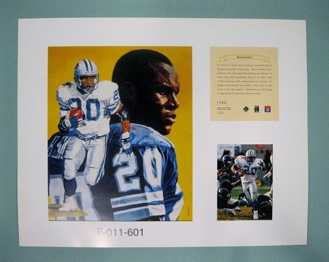 Fútbol americano NFL Barry Sanders 1996 Detroit Lions 11x14 impresión Kelly Russell Foto 1 de 1