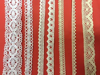 COTTON CROCHET LACE TRIM white ivory ecru cream VINTAGE 11-45mm 1-5m WEDDING UK - Image 1 of 2