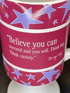 Mary Kay pedestal coffee mug Pink blue stars Believe you can succeed - Picture 1 of 7