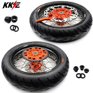 KKE 17" Cush Drive Supermoto Wheels Tires for 2023-2025 KTM SXF XC XCF 125-450CC - Picture 1 of 13