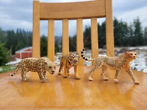 Schleich Big Cat Toy lot 3 Figures - Tiger, Cheetah, Leopard 