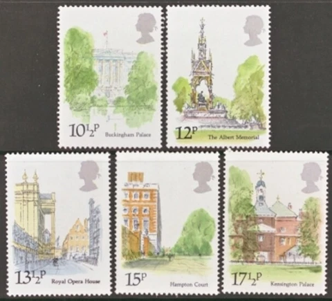 GB MNH Scott 0910-0914, 1980 Buckingham Palace, complete set of 5, FREE SHIPPING Cover