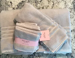 KATE SPADE NEW YORK SILBERGRAU 8-TEILIGES BADETUCH SET 100 % BAUMWOLLE ~ BRANDNEU! - Bild 1 von 7