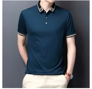 ZONBAILON Summer Breathable Men's Solid Sports Short Sleeve Polo Shirt - Picture 1 of 9