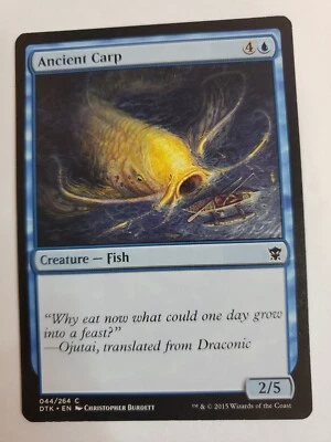 MTG Magic The Gathering Card Ancient Carp Creature Fish Blue Dragons of Tarkir - Image 1 of 2