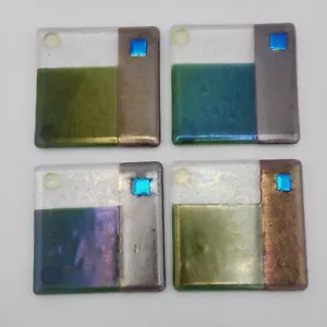 Art Glass Fused Coasters Verre Visage Studio Christine and Jim Freeburn Set of 4 - Picture 1 of 12