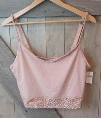 Old Navy Cami Lounge Beige Pink Taupe Bra Stretch Lace Trim Sz XL NWT - Image 1 of 4