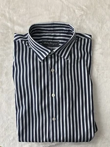 Camisa de vestir Salvatore Ferragamo para hombre a rayas talla M hecha en Italia mediana - Imagen 1 de 8