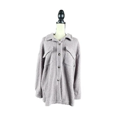 Chaqueta de peluche Simple By Suzanne Betro detalle de bolsillo botón frontal talla XL Foto 1 de 4